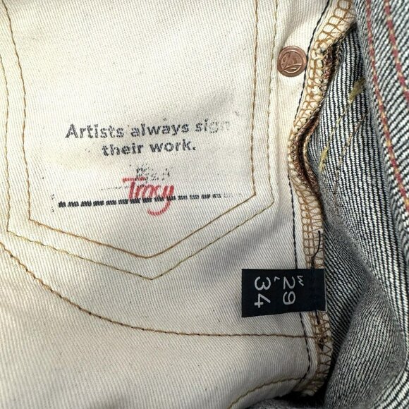 HIUT Denim Jeans Mens Size 29 x 34 Selvedge Skinr Button Fly 100% Cotton - Picture 10 of 10